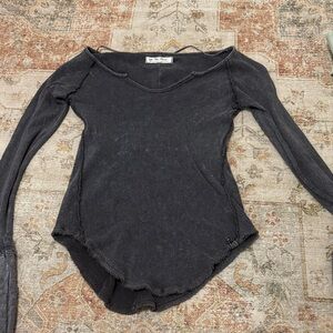 Free People Charcoal Long Sleeve Top